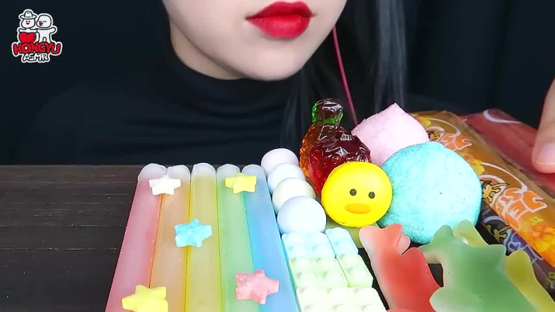 best asmr rainbow desserts frozen nik l nip color snack jelly 무지개 디저트 얼린 닉클립 젤리 먹방 eating sounds mukbang best