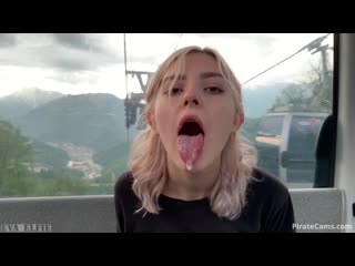 best teen swallows loads of cum on a cable car public blowjob eva elfie beautiful babes best