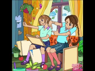 best coloring две подружки школьницы на уроке рисования two girlfriends schoolgirls at a drawing lesson best