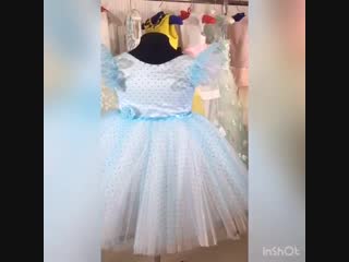 best несравненное бело голубое платье в горошек с пышной юбочкой best