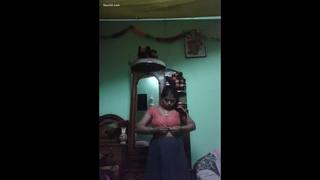 best desi indian sexy housewife hindu whore strip nude saree on live video call for boyfriend cheating adultery blouse best