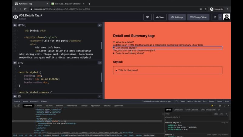 best detail and summary tag in html with css styling and transitions best