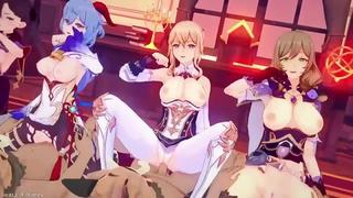 best mona x ganyu x jean x lisa x keqing мона x гань юй x джин x лиза x ке цин genshin impacthonkai impactmmd r18 best