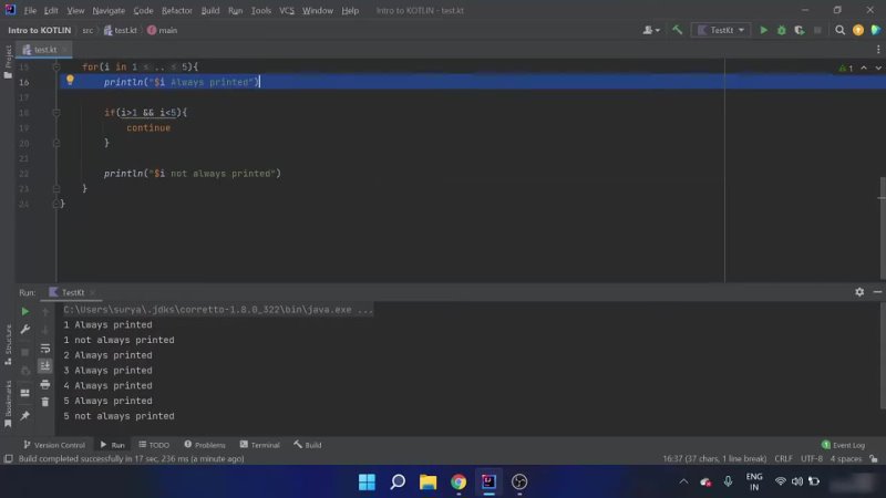 best kotlin tutorial for beginners kotlin continue expression with example best