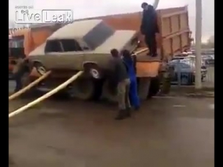 best unloading a car from a truck with russian style best