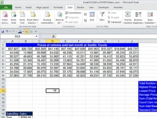 best office 2010 class 23 excel functions defined names sum count counta sumif countif best
